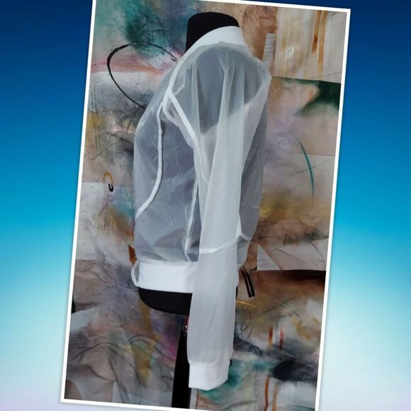 Ambiance white transparent full zip jacket size medium - Picture 2 of 4